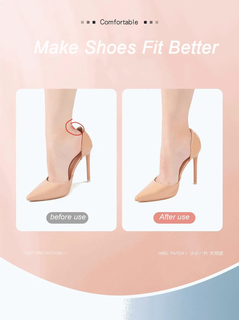 Upgrade Silicone Heel Stickers Heels Grips for Women Men Anti Slip Heel Cushions Non-Slip Inserts Pads Foot Heel Care Protector