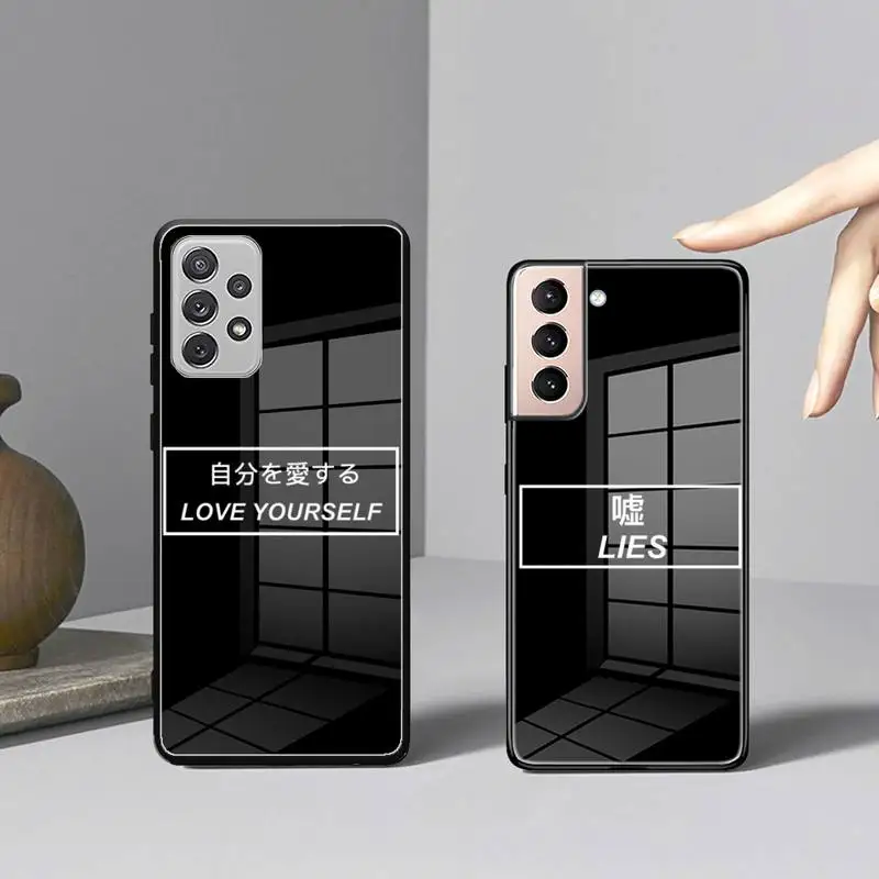 Чехол для телефона с японским аниме и надписью стеклянный чехол Samsung S22 S21 S20 Ultra Pro