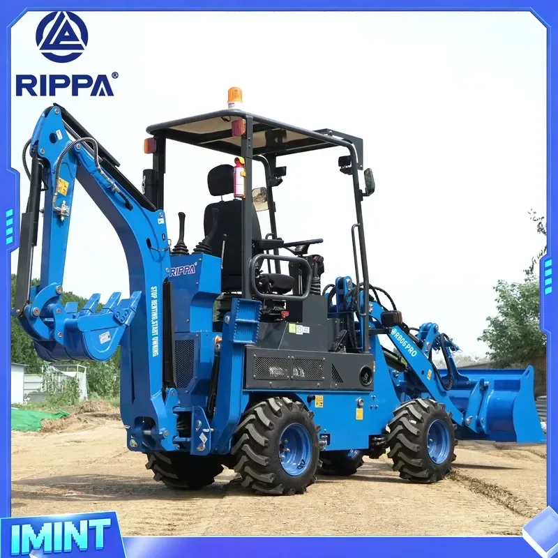 Фото Мини-экскаватор-погрузчик Rippa на 4 колесах, буксируемый, компактный, мини-ретроэкскаватор №3