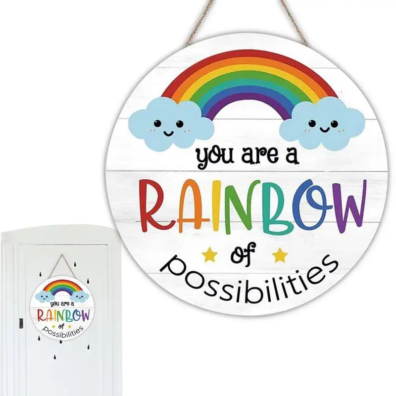 

Rainbow Door Hanger Round Rainbow Wood Sign Decoration Rainbow Hanger You Are A Rainbow Of Possibilities 11.5in Farmhouse Porch