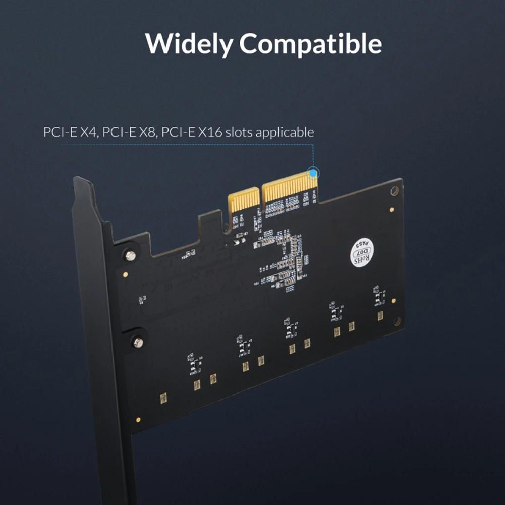 

Плата-адаптер PCI-E X4/X8/X16 к 5 портам SATA3.0 поддержка установки Win8 или выше 30 минут умного сна для ПК и ноутбука