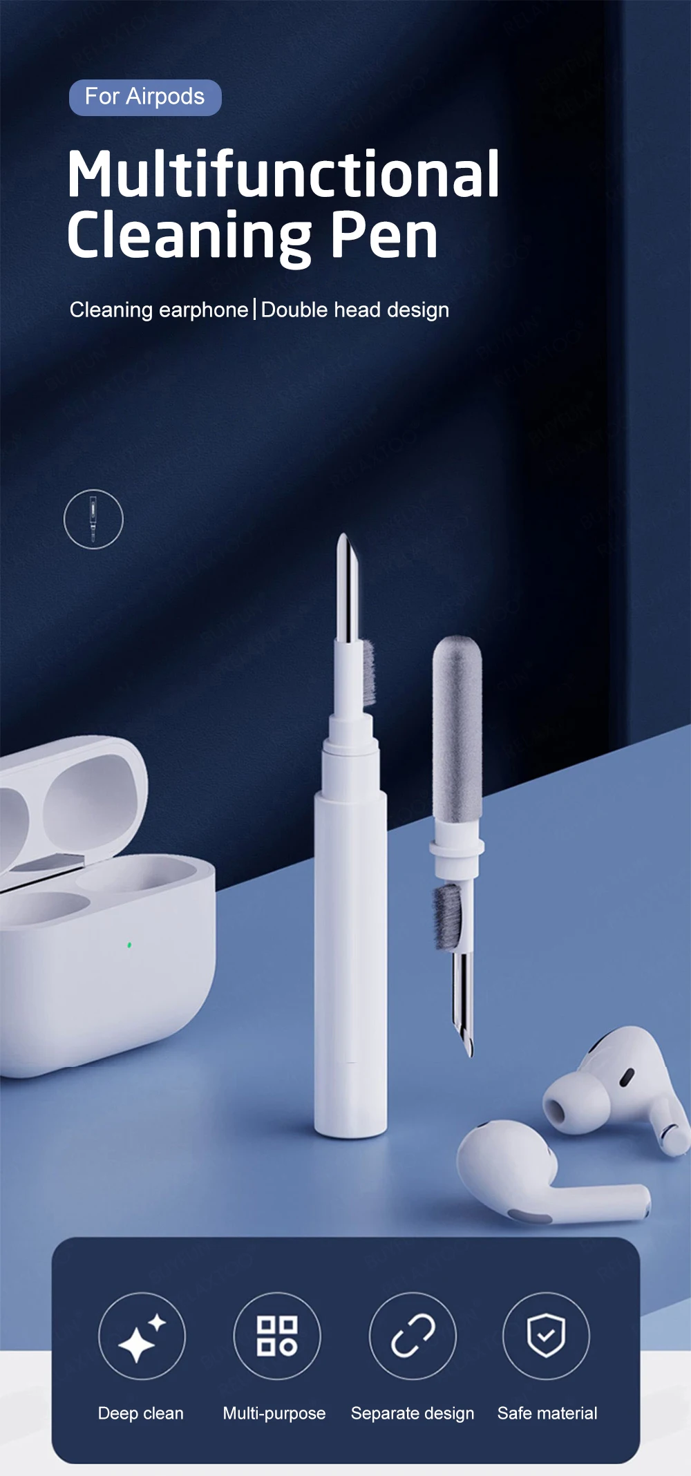 

Bluetooth Earbuds Cleaning Pen Durable Cleaning Kit Clean Brush For Airpods Multifunctional Cleaning Pen Cleaning Brush