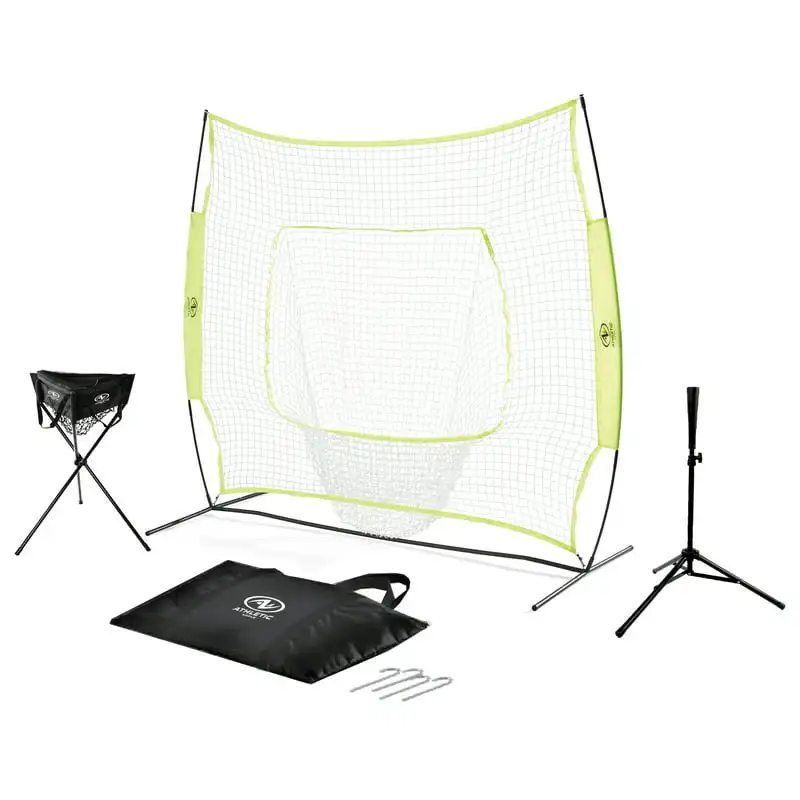 

7' x 7' Baseball Practice Kit Includes Batting Tee Caddy and Carry Case