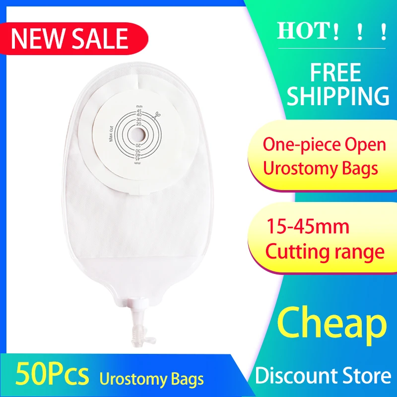 

SALE！50 Pcs Anti-Backflow Design Urostomy Bag 15-48mm Double Layers Adhesive Urine Colostomy Bag Cystostomy No Leak Stoma Pouch