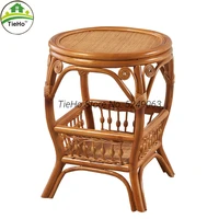 rattan coffee table tea table living room round table home balcony small table rattan solid wood material 50x50x60cm