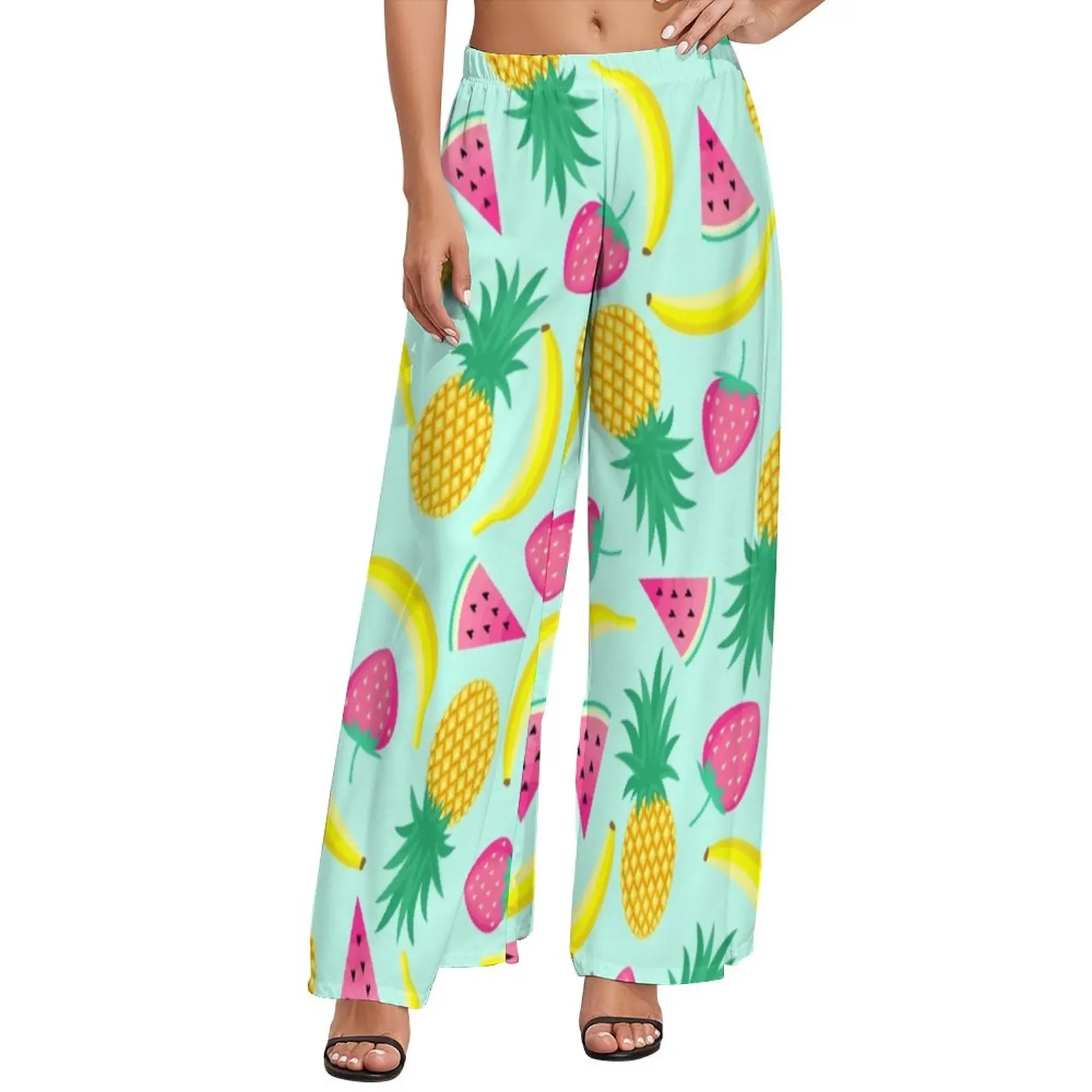 

Banana Pineapple Pants Funky Fruit Print Casual Wide Pants Female Oversized Aesthetic Custom Straight Trousers
