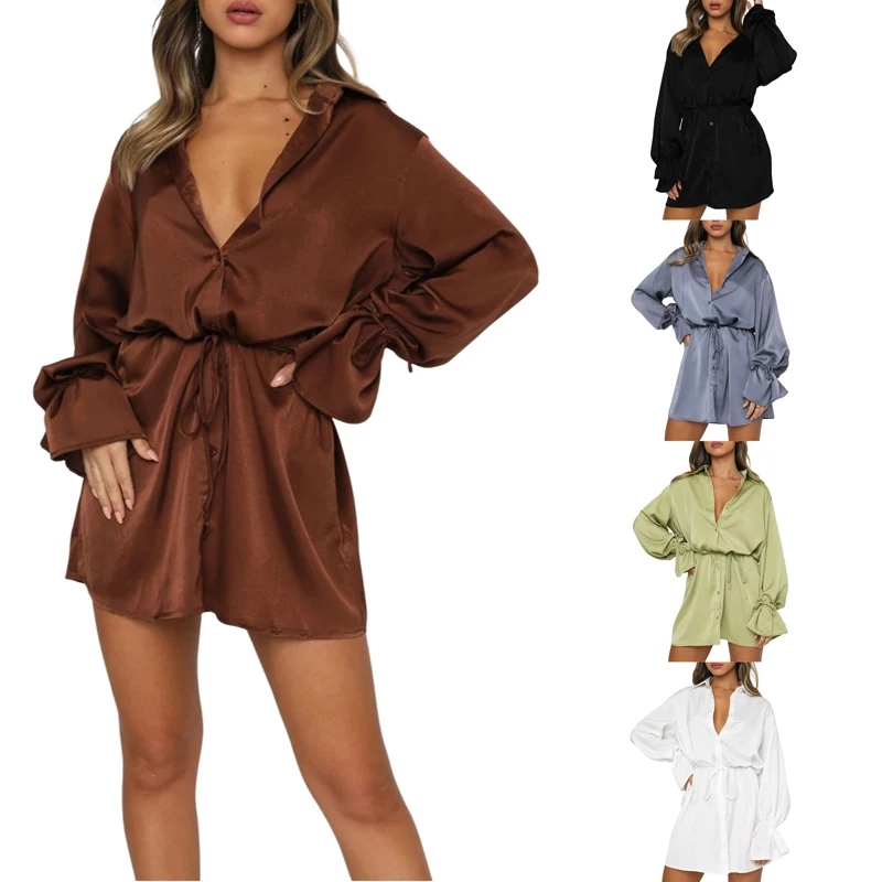 

Женское платье с расклешенным рукавом, на шнуровке