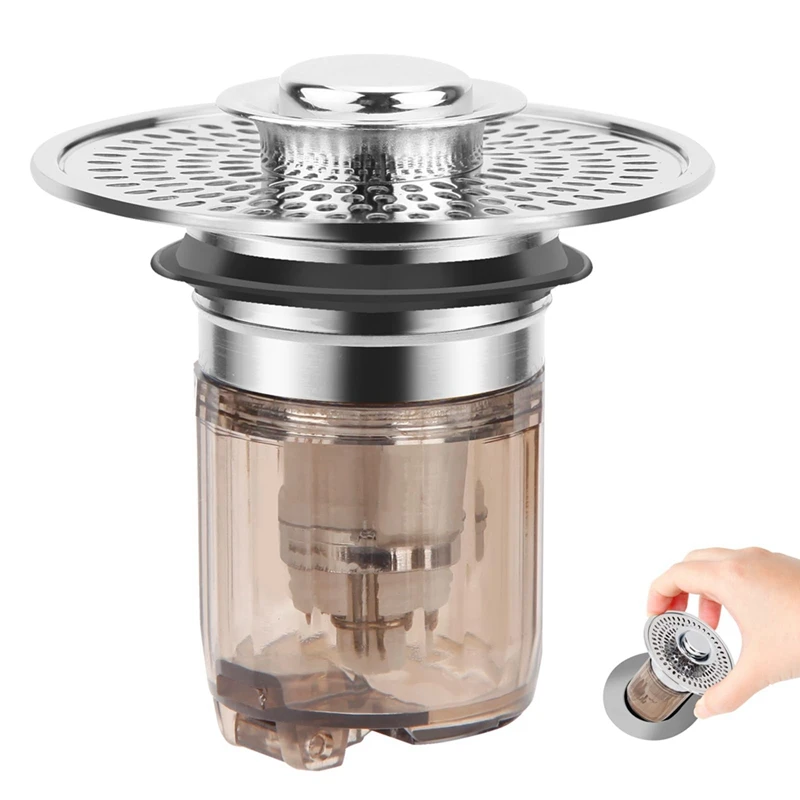 Athroom Sink Stopper And Drain Strainer 2 In 1 Catches Hair Debris Suitable For 1.34-1.46Inch Drainage Holes Durable