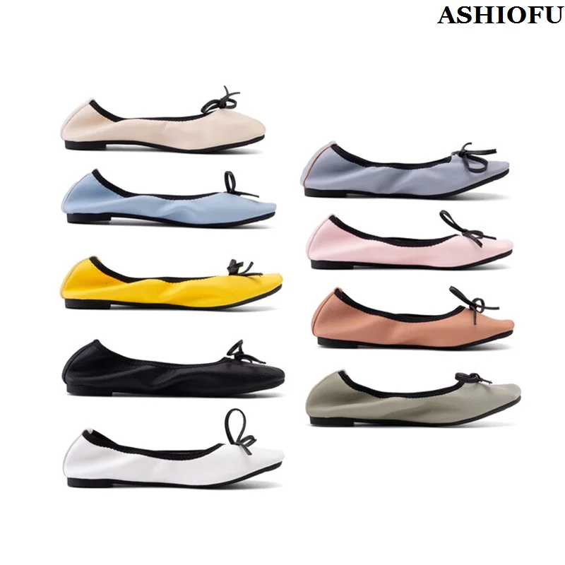 

ASHIOFU Handmade 2024 New Arrival Womens Flats Shoes Butter-knot Boat Style Ballets Flat 34-52 Fashion Summer Hot Sale Shoes