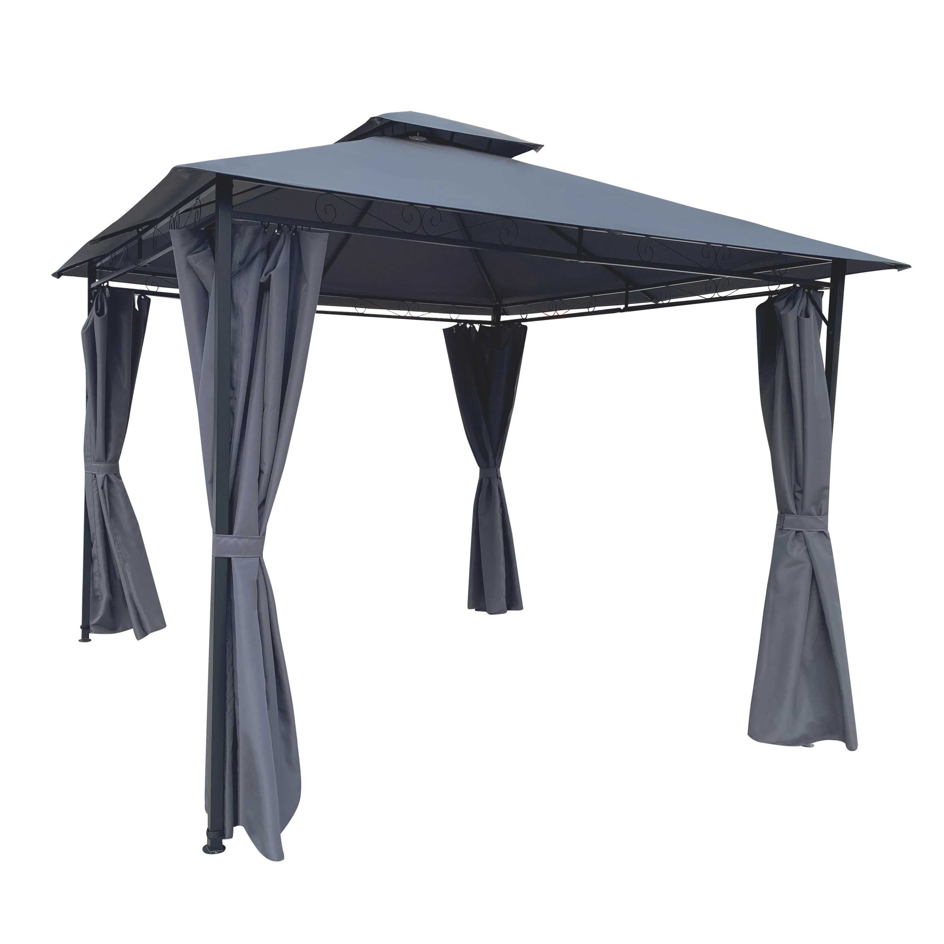 Shelter With 4 Side Curtain,steel Corner Frame For Garden La