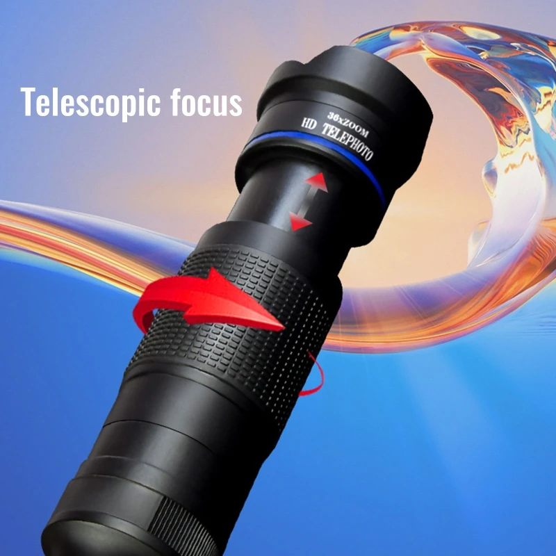 36X Phone Telephoto Lens High-power High-definition Telescopic Focusing Cell Phone External Camera Lens Set for Any Smartphones