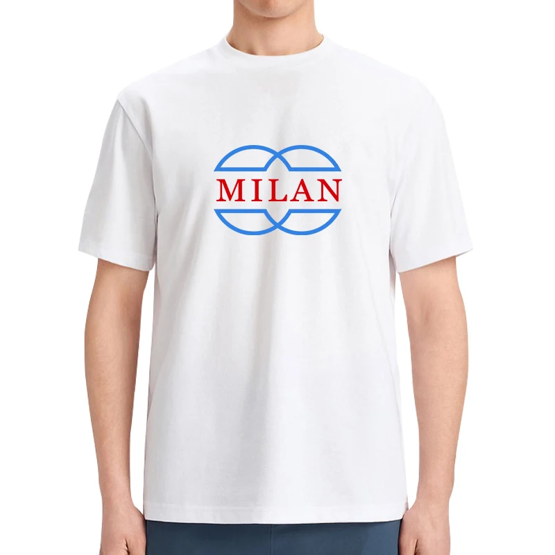 Футболка мужская с круглым вырезом из дышащего хлопка принтом Милана