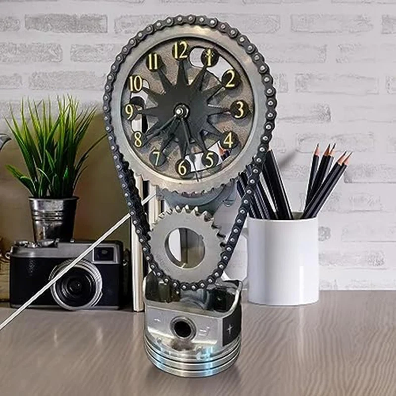 

Rotating Gear Clock Industrial Steampunk Clock Vintage Retro Home Decor Clock Moving Gear Clock,Metal Edition Rotating Gear