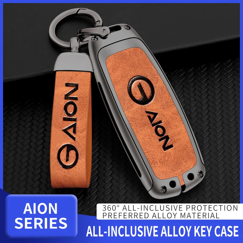 

Key Holder Key Case Aluminum Alloy Leather Car Key Case Keychain For GAC Aion S SPlus V Y LX Enverge Auto Key Case Accessories