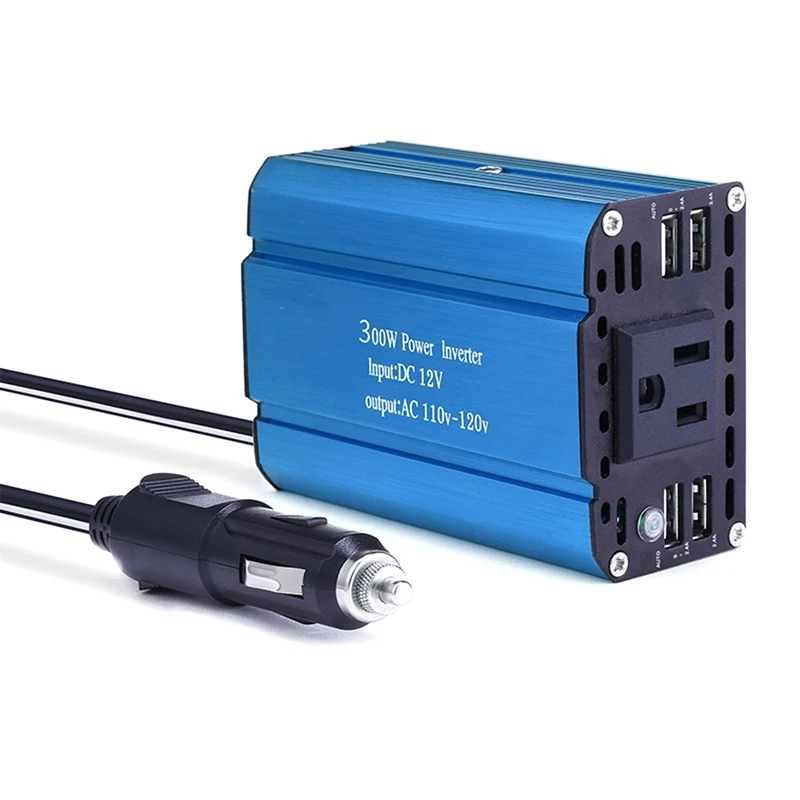 

300W Power Inverter DC 12V To 110V AC Car Charger Converter With 4.8A 4 USB Ports And 1 AC Outlets Car Adapter