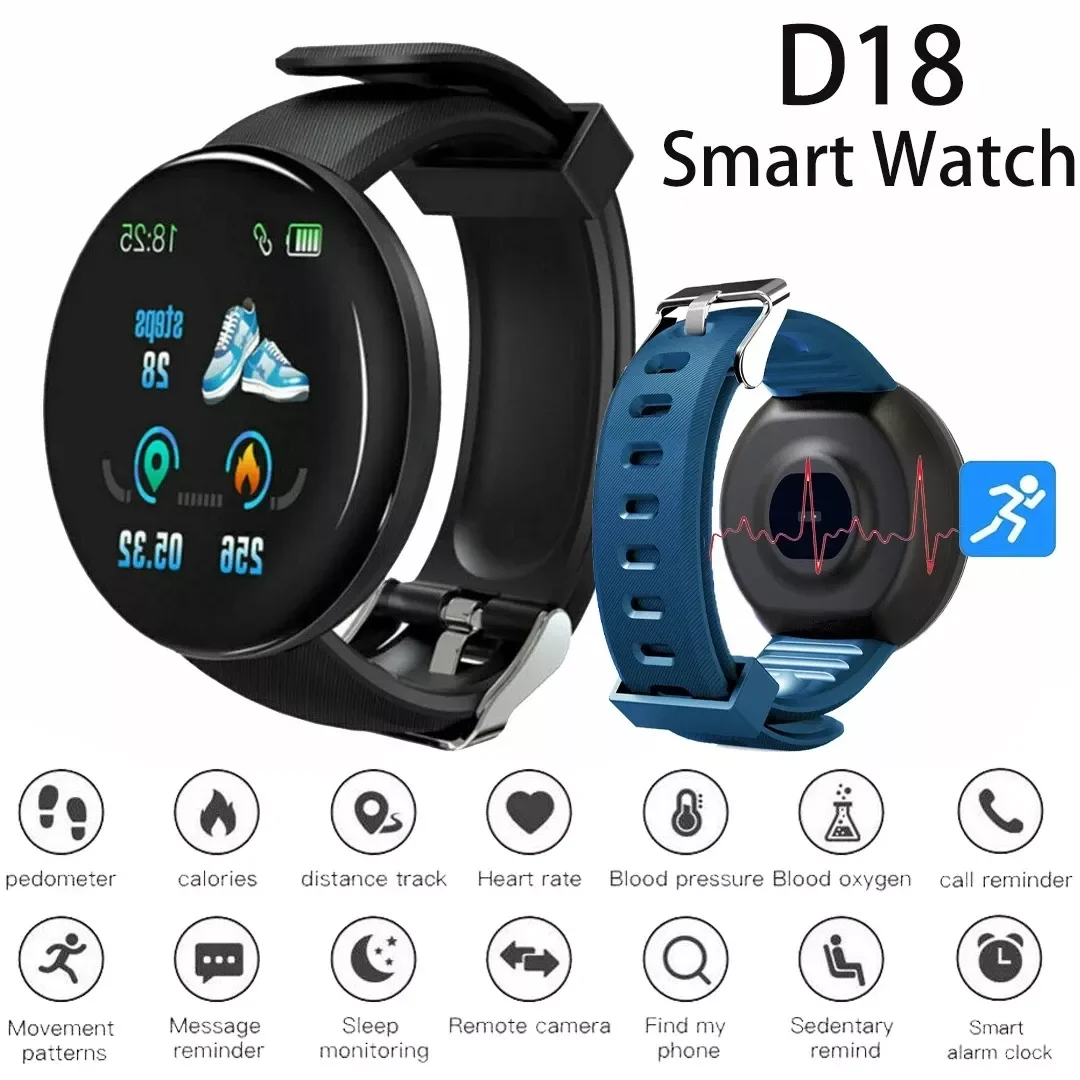 

Smart Watch Heart Rate Monitor Men's Women's Smartwatch Round Fitness Digital Watches for Men Women Band Bracelet PK D20 Y68
