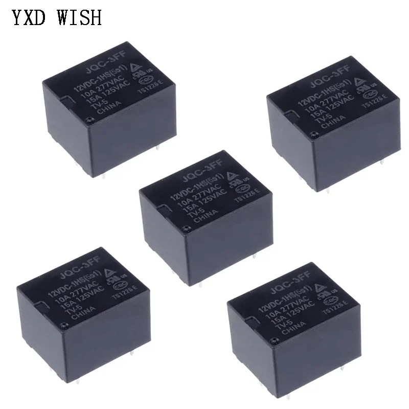 10 шт. Мини реле HF3FF JQC-3FF 005-1ZST 012-1ZST 024-1ZST (555) DC 5V 12V 24V 12A 5PIN мощности