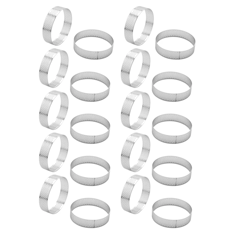 

60X Circular Stainless Steel Porous Tart Ring Bottom Tower Pie Cake Mould Baking Tools 8Cm