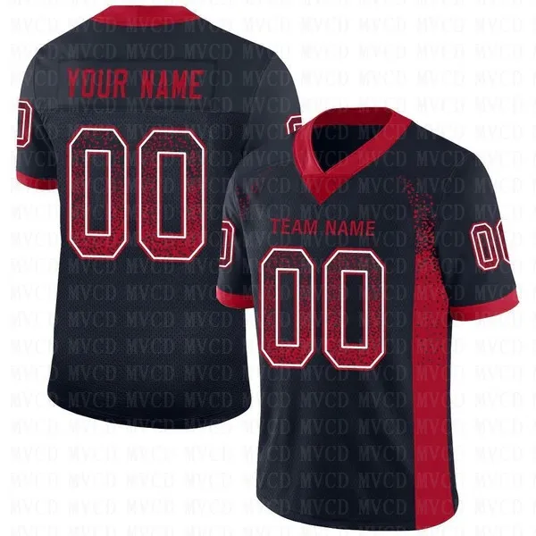 

Custom Navy Red-White Mesh Drift Fashion Football Personlized Football Short Sleeves Athletic Tee Shirts Unisex Top streetwear