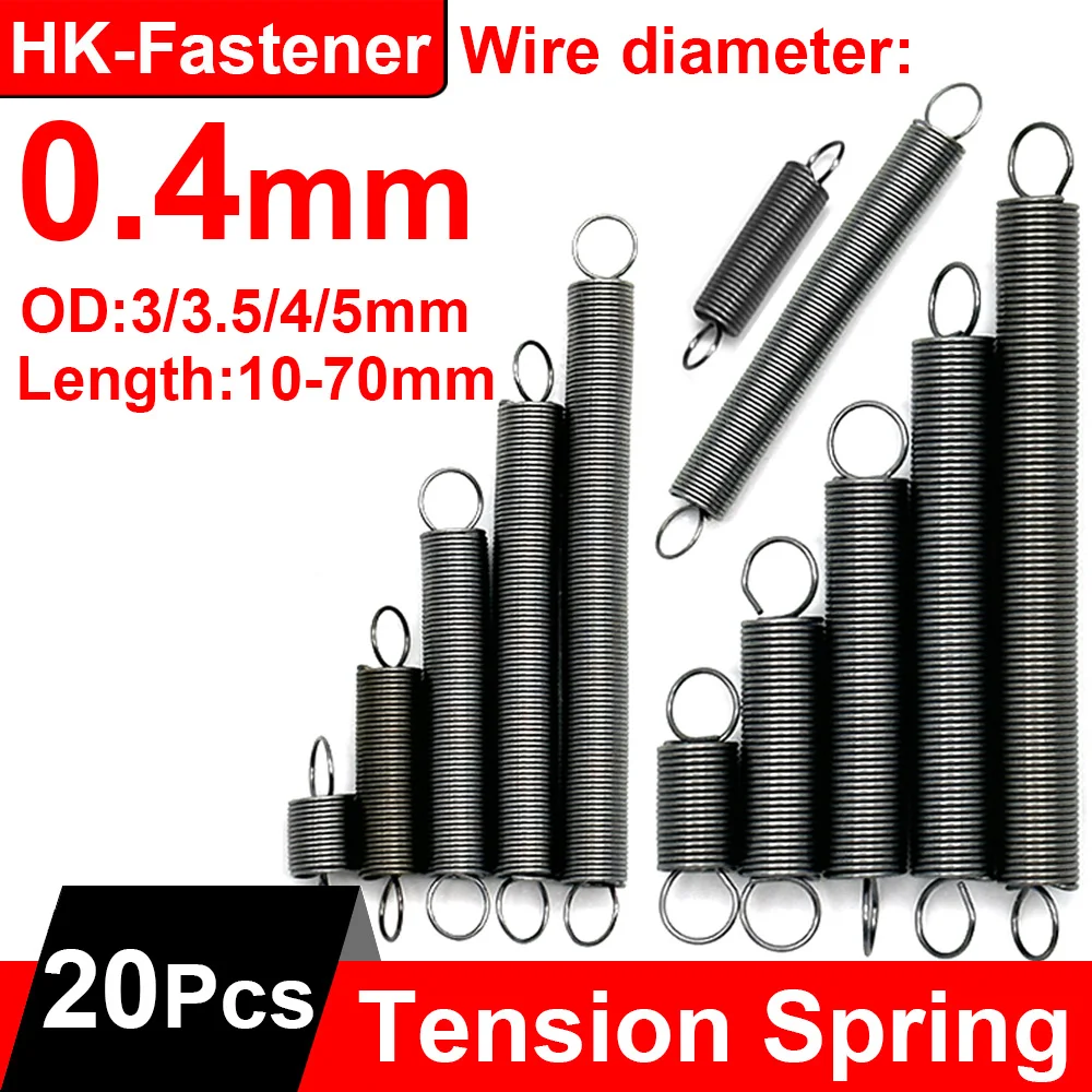 20 шт., диаметр проволоки 0,4 мм, двойной крючок, маленькая пружина растяжения, пружины растяжения, аппаратные аксессуары, длина 10-60 мм, возвратная пружина