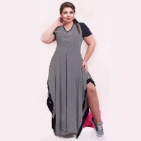 6xl fat mm woman dress summer casual black and white stripe split dresses plus size women clothing 6xl dress clearance