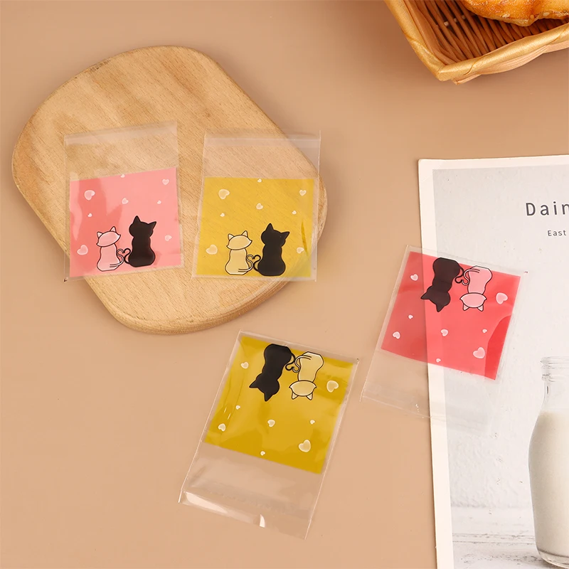 100 шт. мини-мешки для печенья с героями мультфильмов самоклеящиеся пакеты выпечки