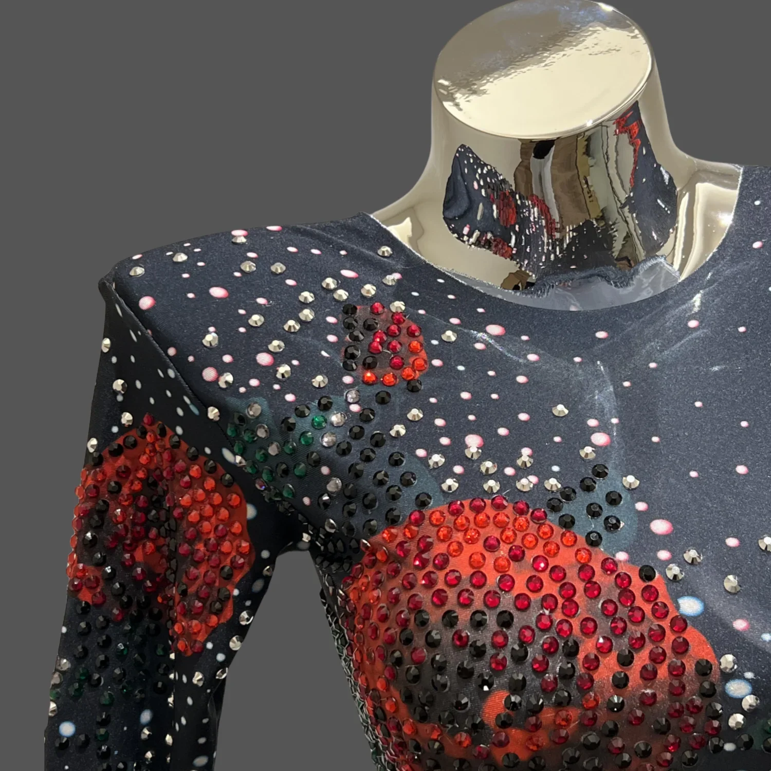 Блестящий комбинезон с цветочным узором блестящий облегающий для ночного клуба