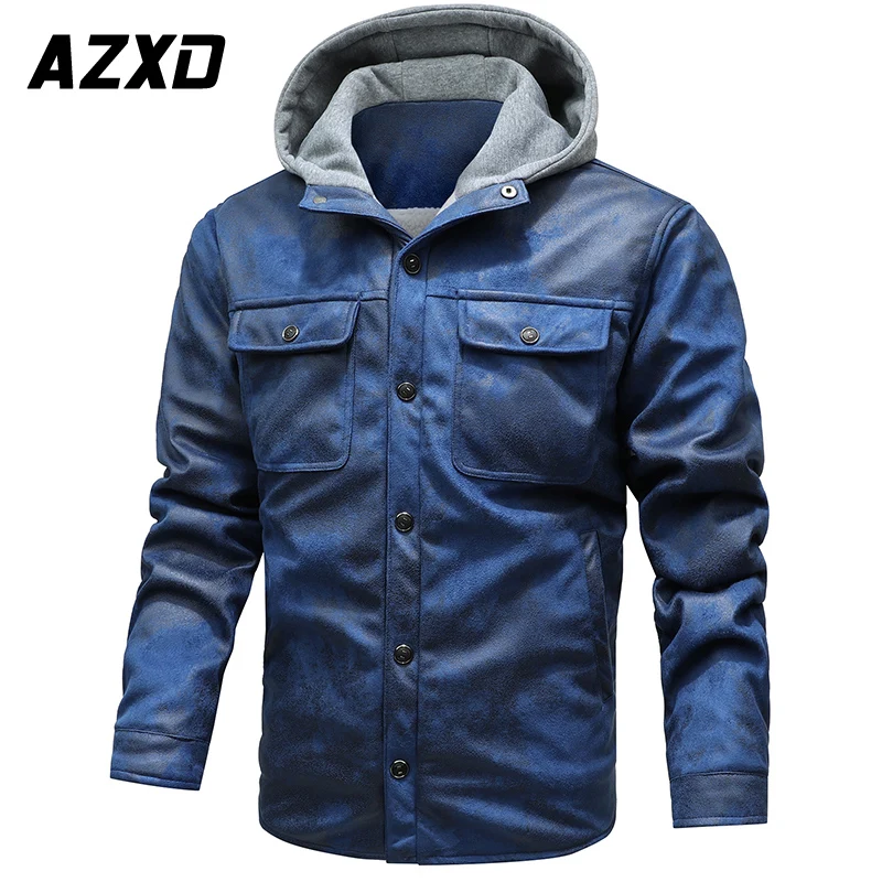

Men Winter Thick Fleece Warm Leather Jacket Coat Mens Spring Autumn Outwear Casual Windbreaker Biker Leather Jackets Coat Male
