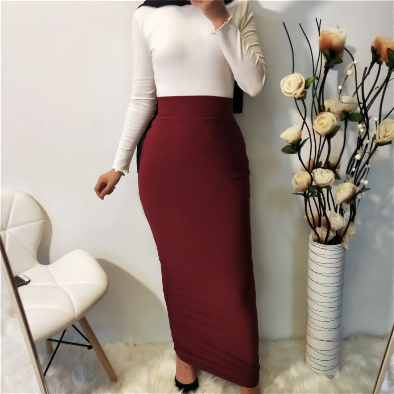 

Solid Skirt Kaftan Turkey Hijab Dress Muslim Clothes Jilbab Caftan Abaya Dubai Women Islamic Clothing Vintage Eid Islam Skirt