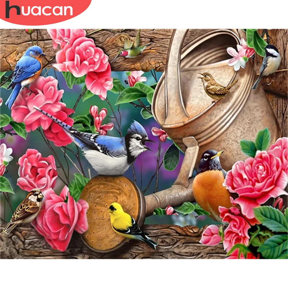 

Картина по номерам HUACAN, Настенная картина с птицами и цветами, ручная роспись, уникальный подарок, животное для взрослых, рисование на холст...