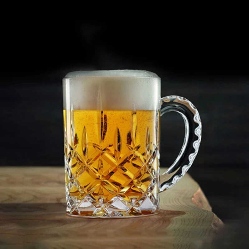 

Crystal Glass Beer Mug Oversized Beer Cup Drinkware For Bar Creative Home Glass with Handle