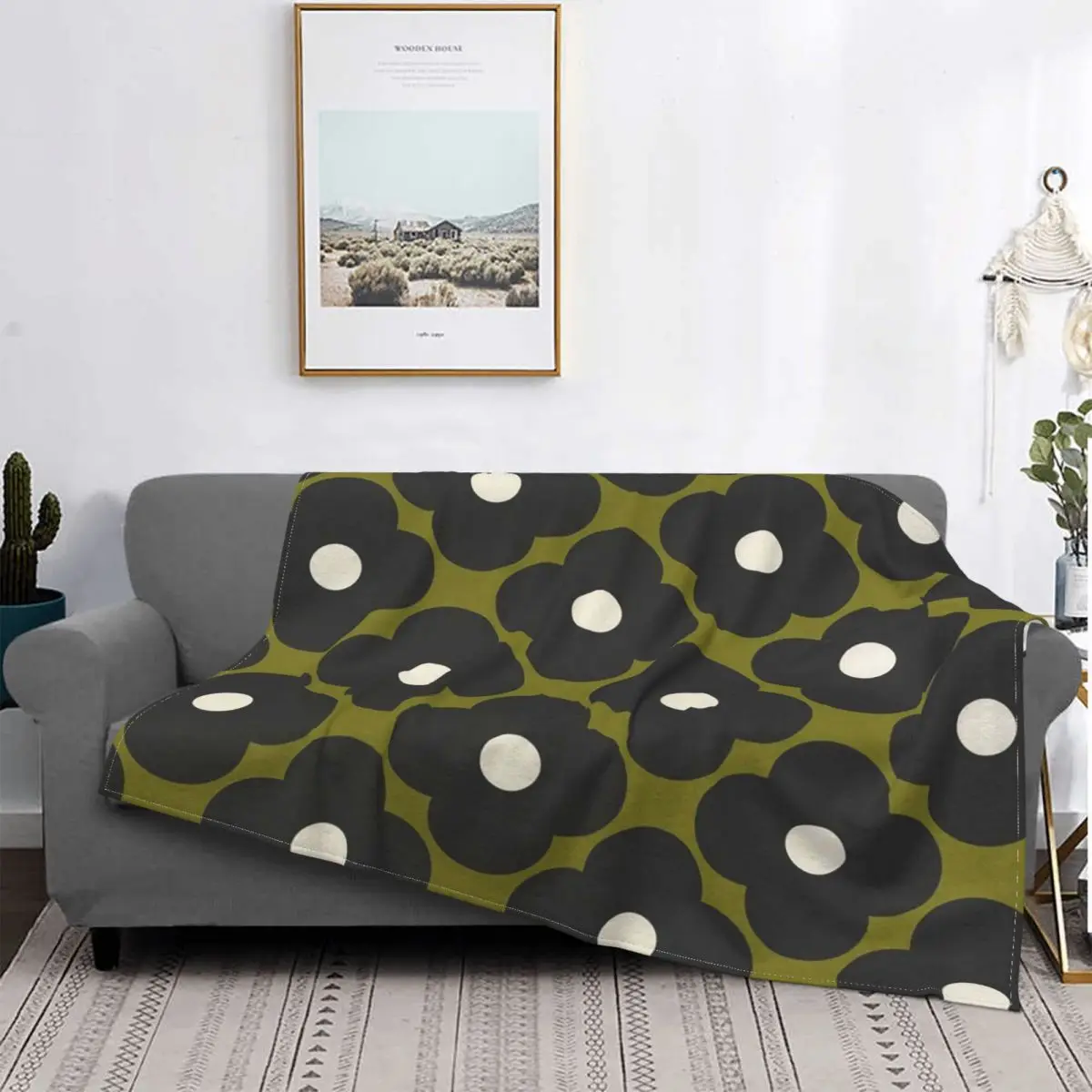 

Одеяло Orla Kiely, Фланелевое многофункциональное легкое покрывало с цветами для дивана, уличный коврик