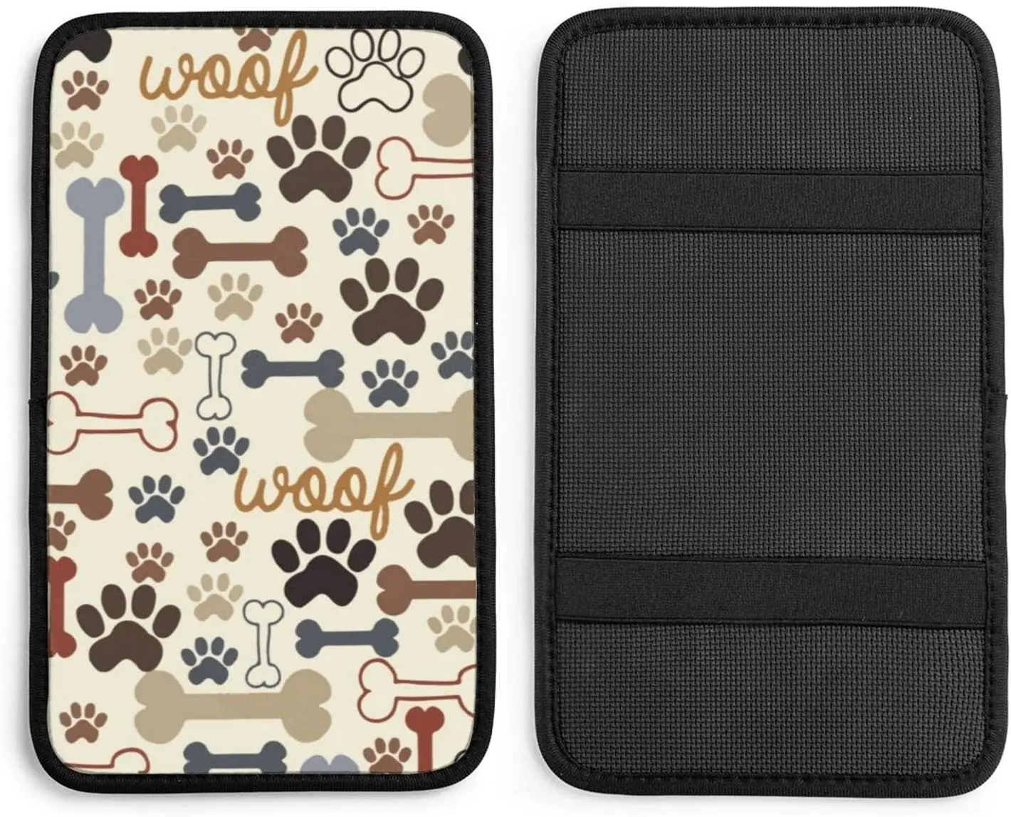 

Auto Center Console Pad Dog Paw Prints Bones Car Armrest Seat Box Cover Car Armrest Cover Universal Fit Car Decor Accessories