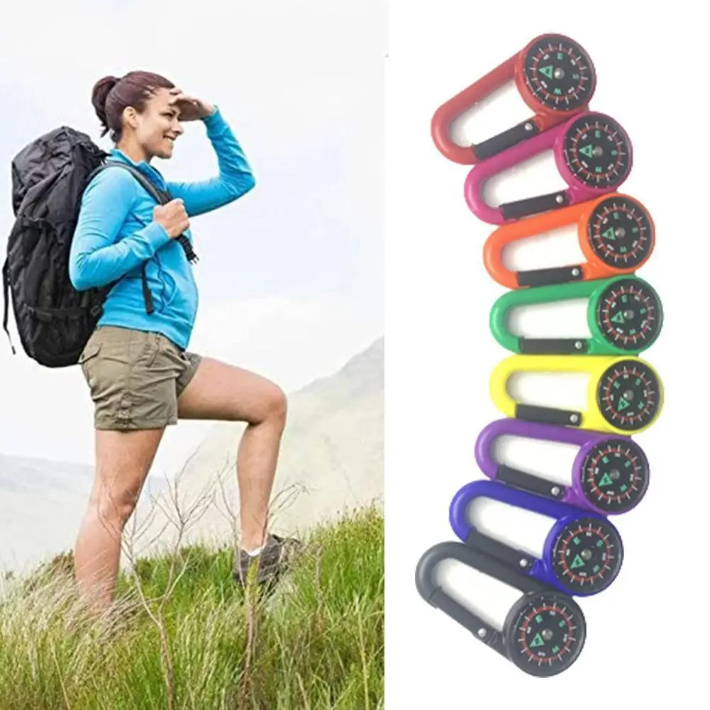 

1PC Mini 2in1 Carabiner Compass Key Ring Snap Hook Compasses For Outdoor Hiking Climbing KeyChains Multifunctional
