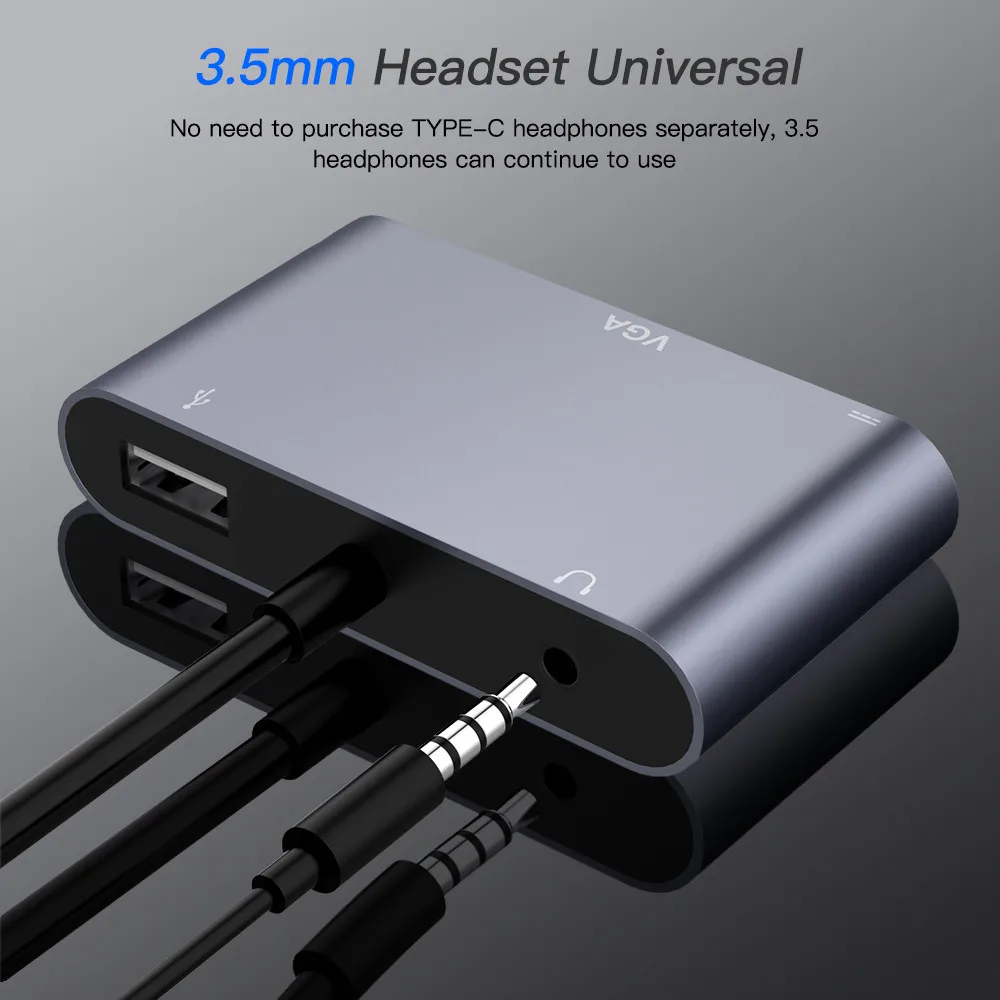 Адаптер док-станции с портом USB Type-C Thunderbolt 3 совместимый HDMI разъем VGA 5 мм USB3.0 PD