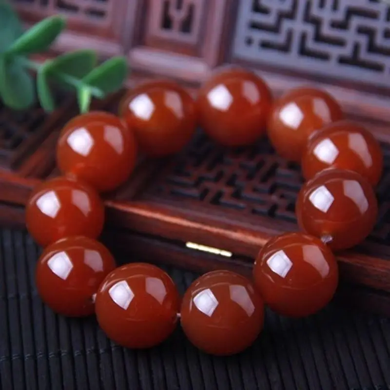 Браслет с красным агатом 20 мм