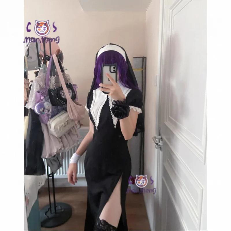 Фото Аниме PJSK Asahina Mafuyu mfy Косплей Костюм Женское элегантное длинное платье головной убор, носки реквизит Хэллоуин карнавал новая форма №3