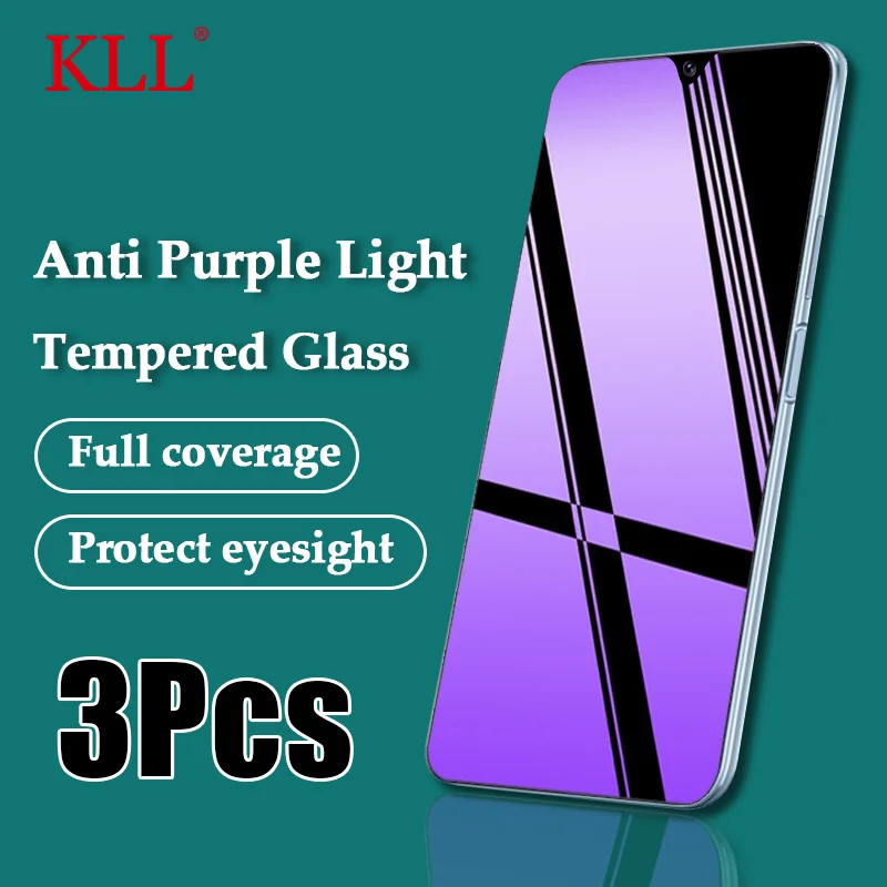 

3Pcs Anti Purple Light Tempered Glass for Xiaomi Redmi Note 11 11s 11E 10c 10A K50 Pro Screen Protector Poco M4 X4 F4 F3 Glass