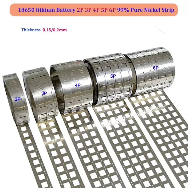 

1kg 18650 Pure Nickel Strip 0.15/0.2mm thickness 2P/4P/6P 99% Purity nickel belt Used for spot welding of batteries with bracket