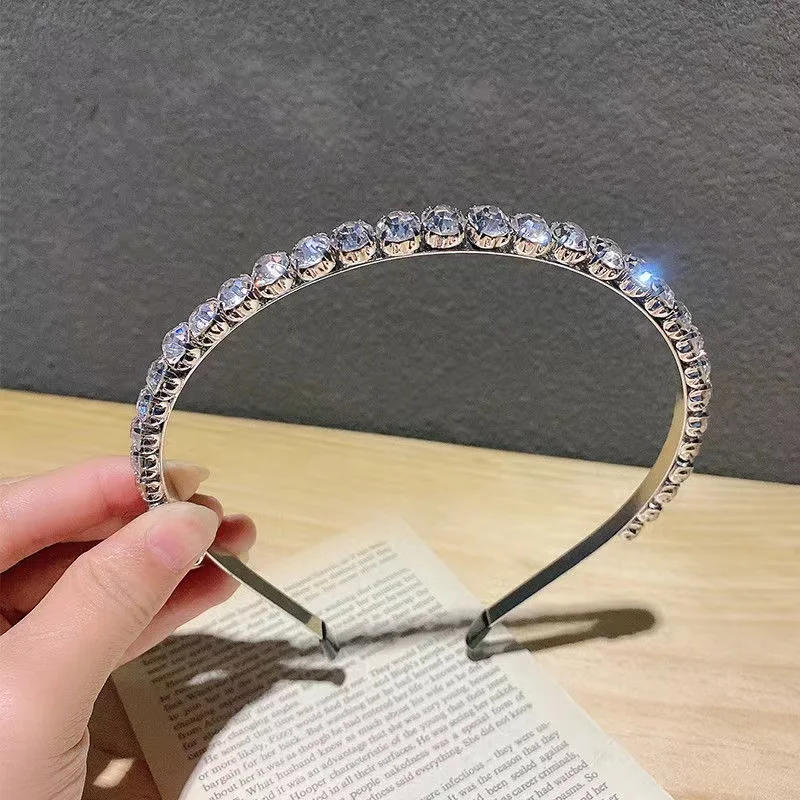 

2022 New Concise Style Zircon Gem Headbands For Women Girl Diamond Rhinestone Woman Accessori Geometric Thin Hairbands