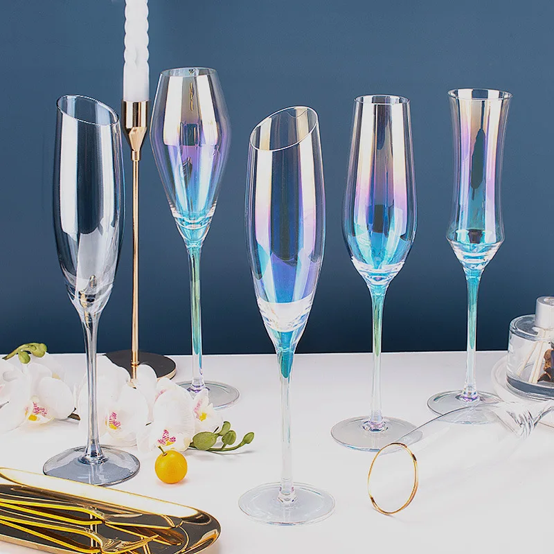 

Nordic ins style colorful crystal champagne glass, creative personality, goblet, bubble glass, cocktail glass, champagne cup