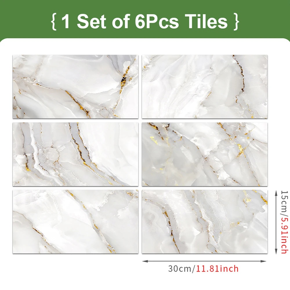 6 шт. винтажный мраморный узор 15*30 см ПВХ материал ванная комната плитка наклейка