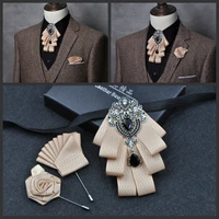 black rhinestone bow tie for mens wedding business banquet suits shirts collars flower british bridegroom host bowtie 3pcs set