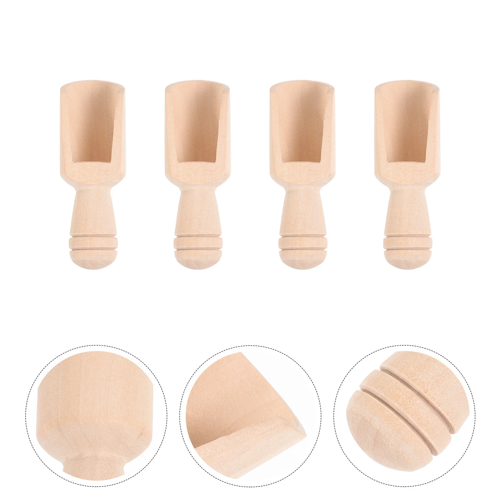 

4pcs Small Tea Spoons Multipurpose Wooden Spoons Mini Multifunctional Scoops Salts Wood Spoons