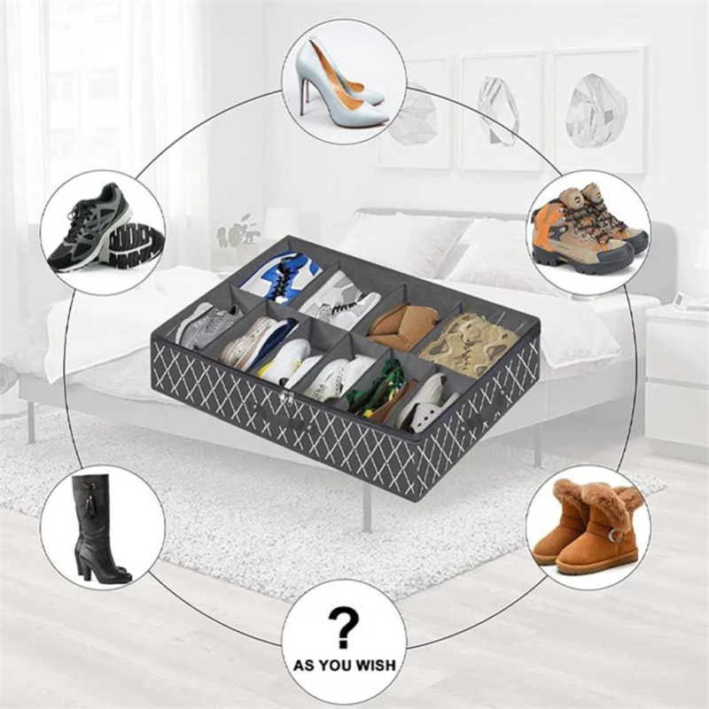 

Non Woven Fabric Large Capacity Storage Box Foldable Zipper Dormitory Supplies Dustproof Space Saving Storage and Organizing Bag