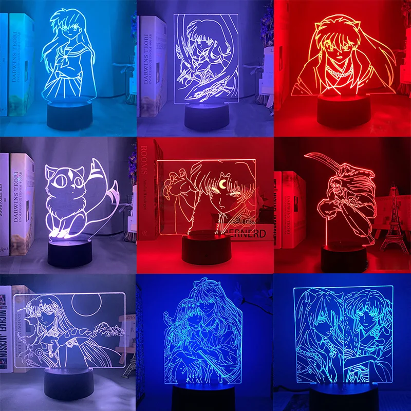 

Inuyasha Sesshoumaru дома украшения ночник аниме фигурки декор комнаты светодиодная лампа манга светильник ночные этюды акриловые на батарейках при...