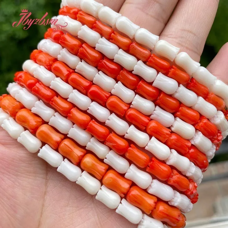 5x8 мм резной цветок коралловые бусины из натурального камня для DIY ожерелье