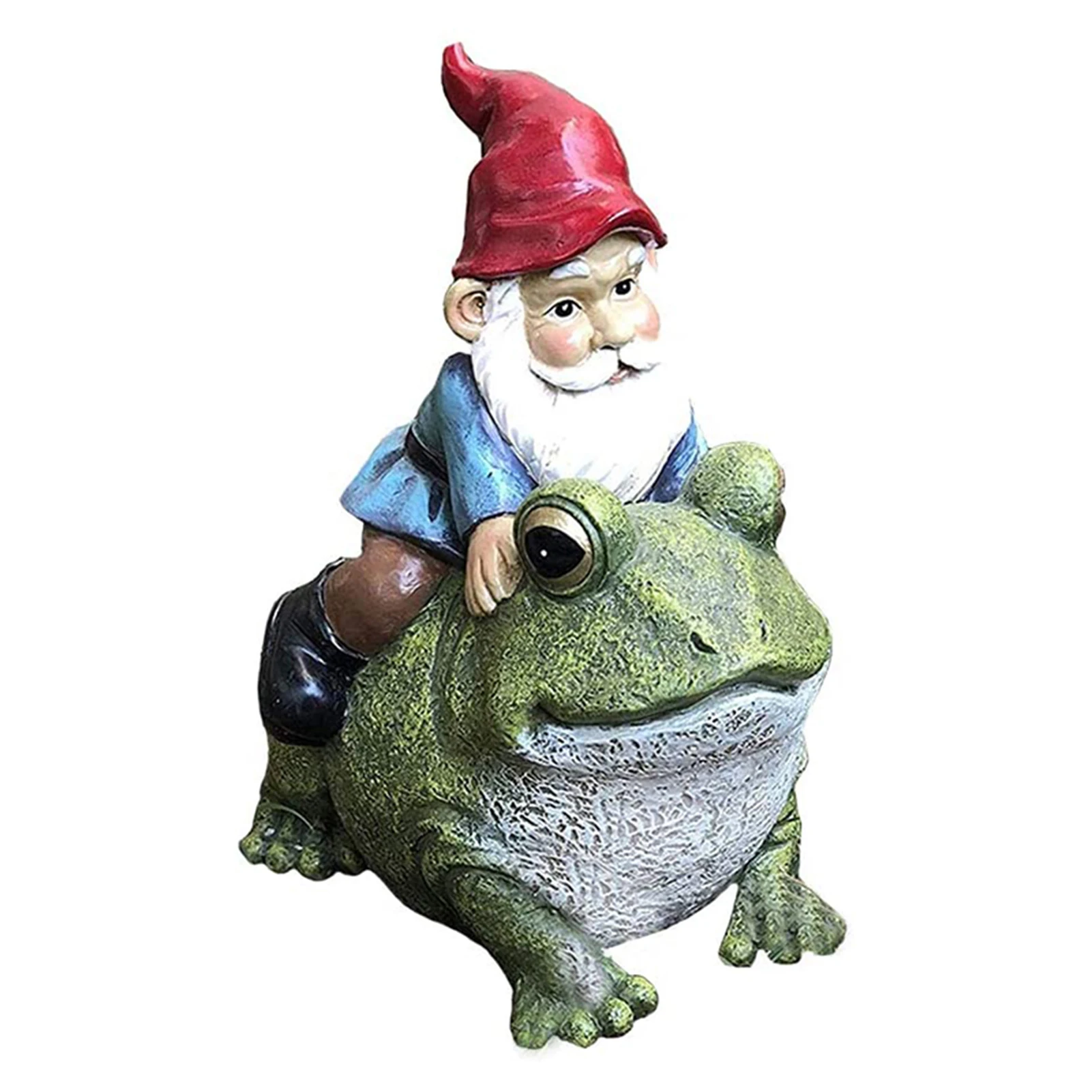 Gnome Sitting On Frog Statue Resin Garden Figurines For Outdoor Decoration Yard Super Cute Sculpture 10x5x15cm