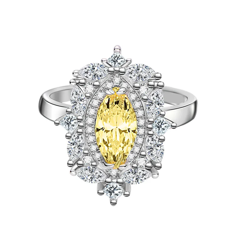 

925 Sterling Silver White Yellow Pink Zircon Gemstone Rings Engagement Wedding Party Anniversary Fine Jewery Ring