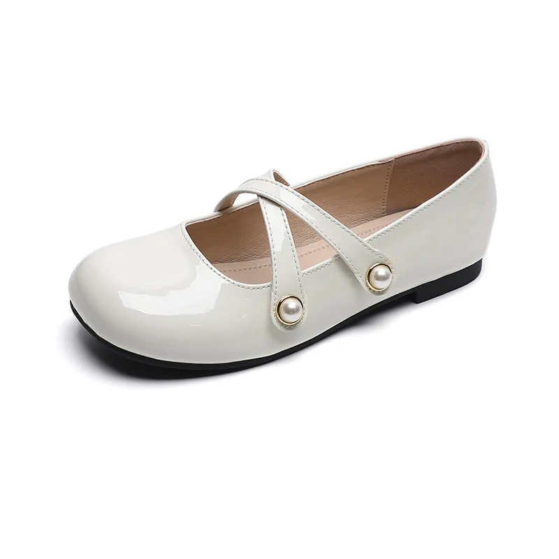 Round Toe Mary Jane Shoes Spring Autumn Pearl Shallow Mouth Women Shoes French Soft Bottom Large Size Girls Shoes Lolita Shoes
